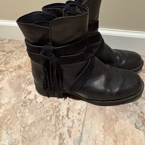 Born Black Leather Ankle Boots with Tassel